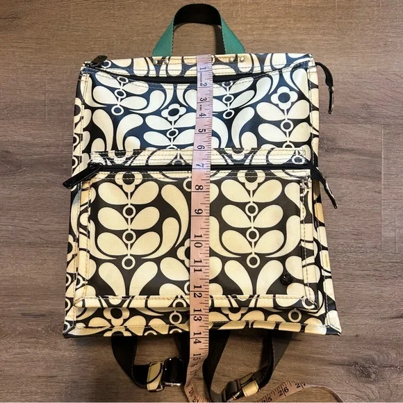 RARE! Orla Kiely Vintage Black and Cream Floral Backpack - Picture 13 of 14